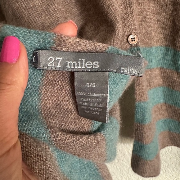 27 MILES MALIBU 100% CASHMERE CHUMASH STRIPE SWEATER PONCHO - Picture 4 of 4